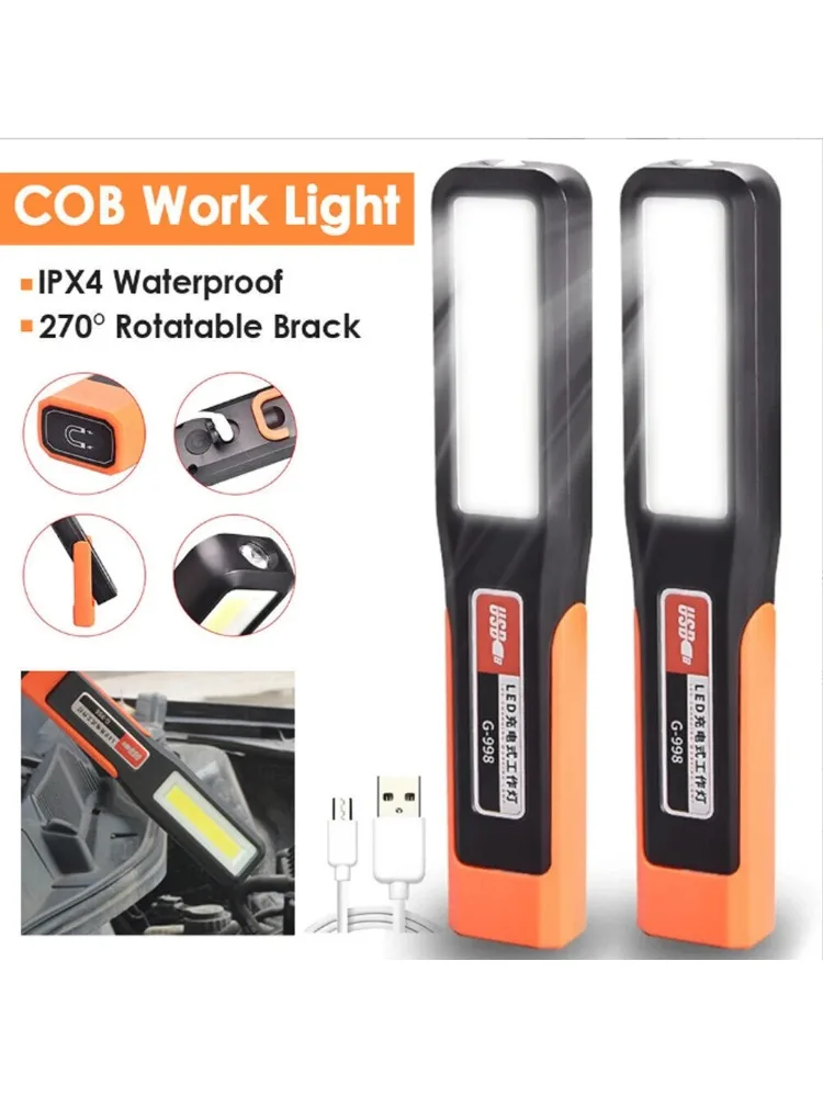 Lampe de travail COB Super brillante, Rechargeable par USB C, lampe de poche magnétique puissante pour réparation de voiture, torche étanche pour l'extérieur