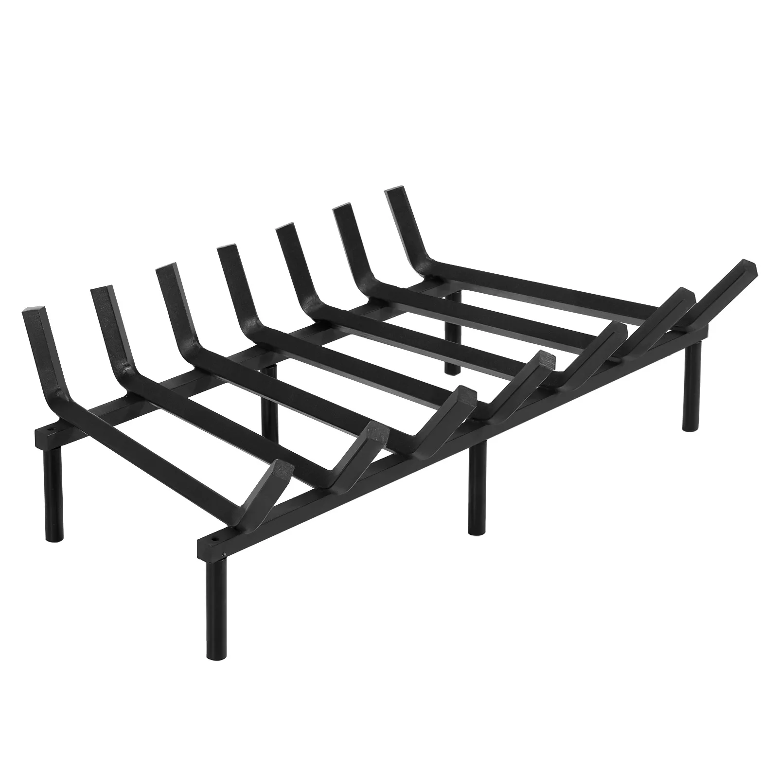 24 Inch Metal Firewood Burning Shelves with Detachable Grate Square Iron Frame Fire Pit Accessor Fireplace Wood Placement Racks