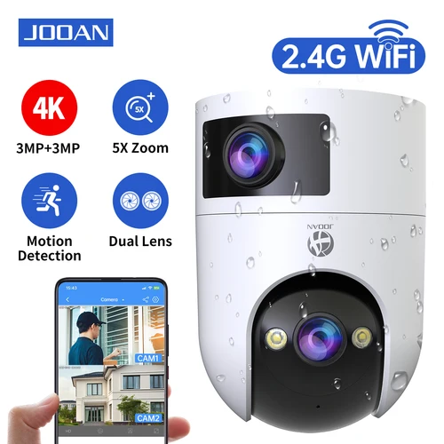 JOOAN-cámara IP HD de 8MP para exteriores, cámara de seguridad con doble lente, WiFi, seguimiento automático, Color nocturno, CCTV, Audio y vídeo, vigilancia