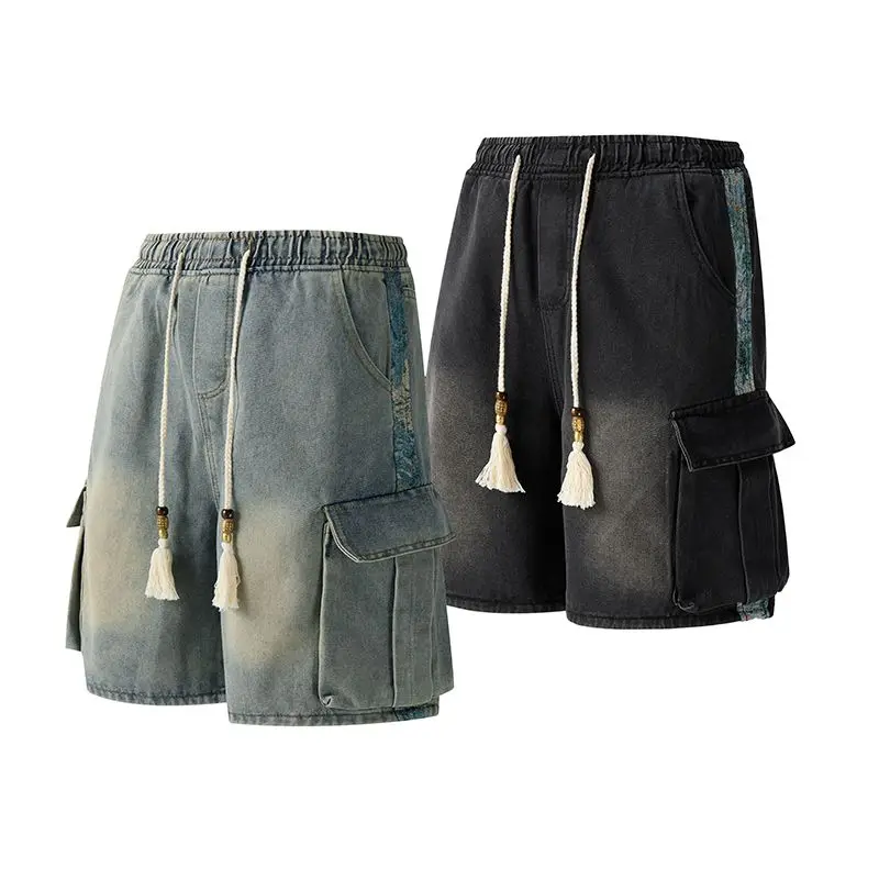 

Джинсы Waed Denim свободного кроя с прямыми штанинами, летние шорты, модные брюки унисекс со средней посадкой, смесь полиэстера и хлопка