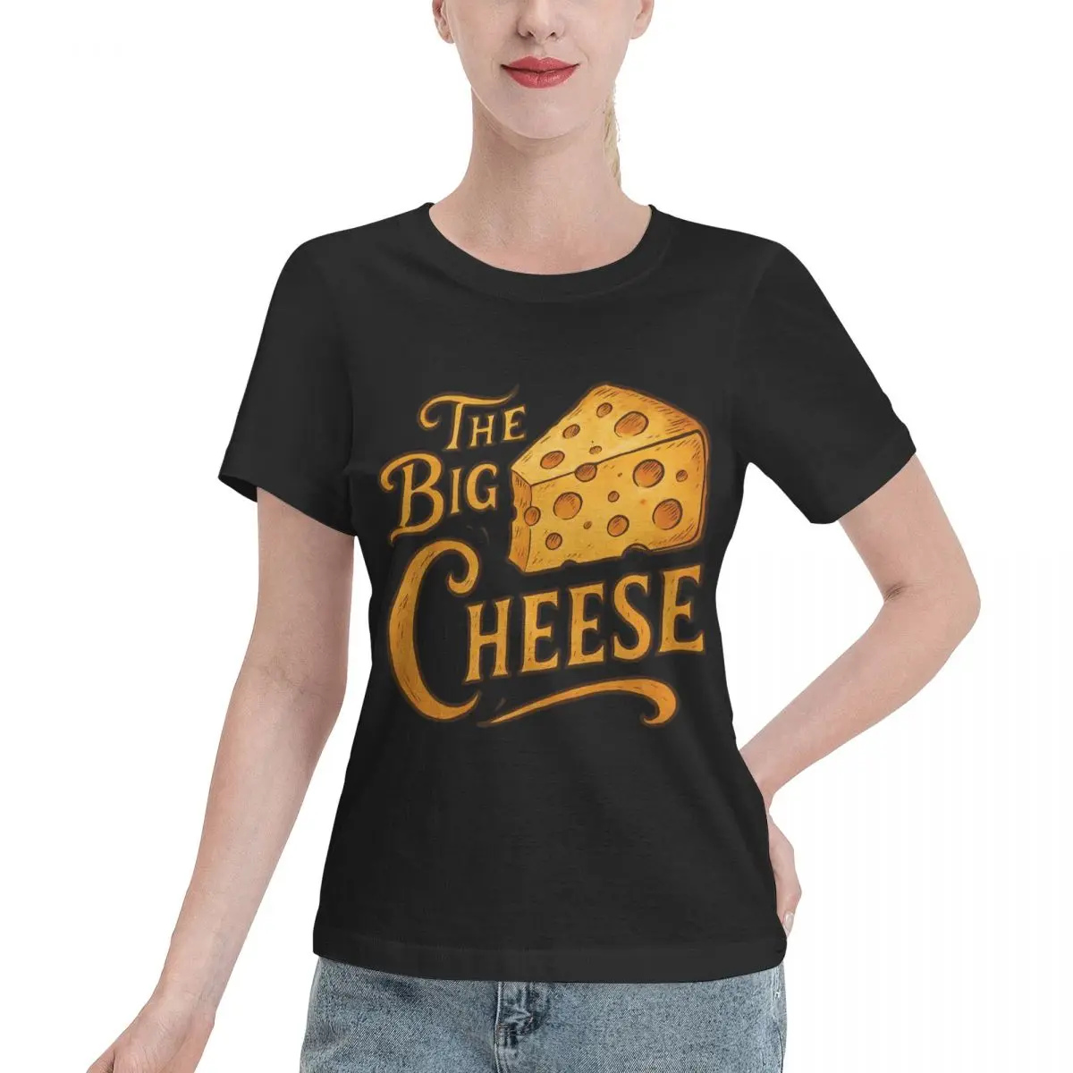 Skin Safe The Big Cheese Women's T-shirt Hip Hop Soft Skin Friendly Top