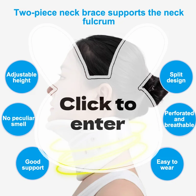 Neck Fixed Cervical Traction Device With Chin Brace Support Breathable Hight Adjustable Collar Hard Plastic For Neck Pain Relie