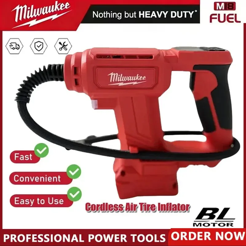 

Беспроводной компрессор для накачивания шин Milwaukee, 150 фунтов на кв. дюйм, электрический воздушный насос с цифровым манометром, электроинструмент для аккумулятора 18 В