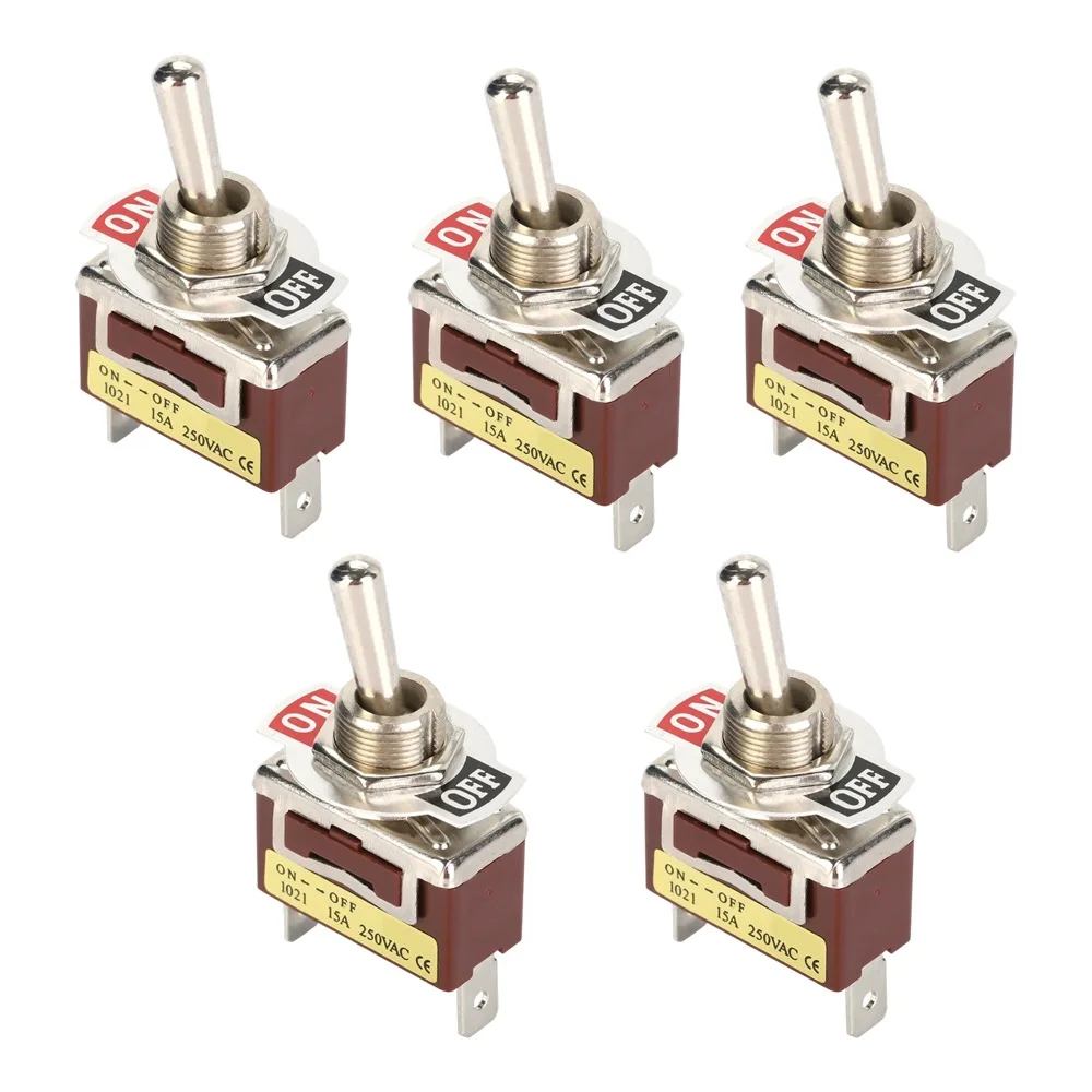 5PCS 6.3 Quick Pins Mini Toggle Switch 1021 12mm Mount Hole 2 Pin 2 Position ON-OFF Easy Hand Control Compact Mechanical Valve
