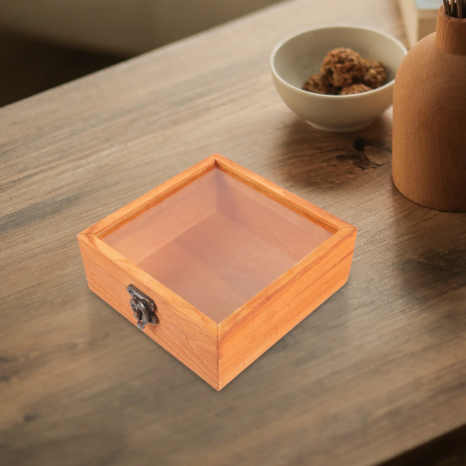 

Portable Small Box Flip Lid Lock Brown Compact Compact Humidor Cigar Accessories Humidor Protective Case Storage Travel