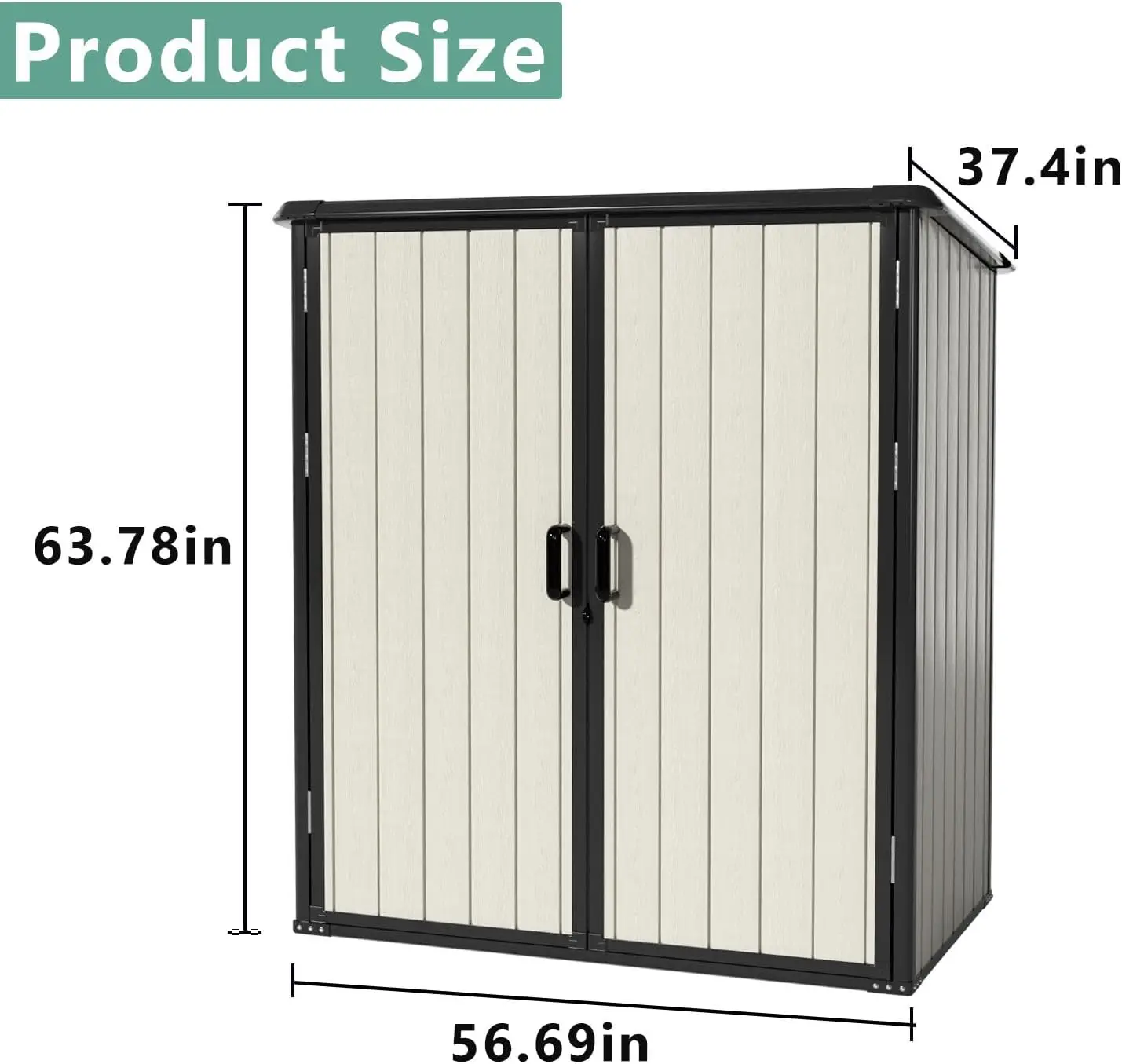 3x5 Beige Outdoor Storage Shed Waterproof Resin with Lockable Door Horizontal Wood Plastic Frame Utility Tool Shed