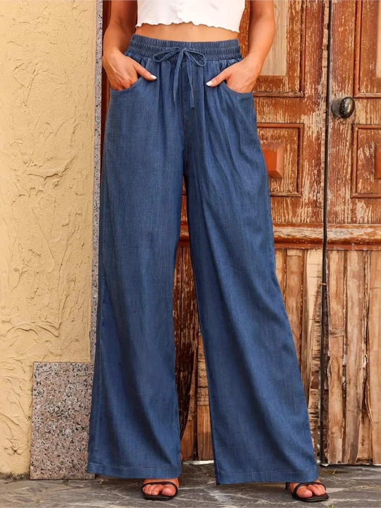 

Summer High Waist Pant Women Wide Leg Loose Fashion Casual Ladies Trousers Casual Ropa Mujer Woman Long Pants Commuting Clothing
