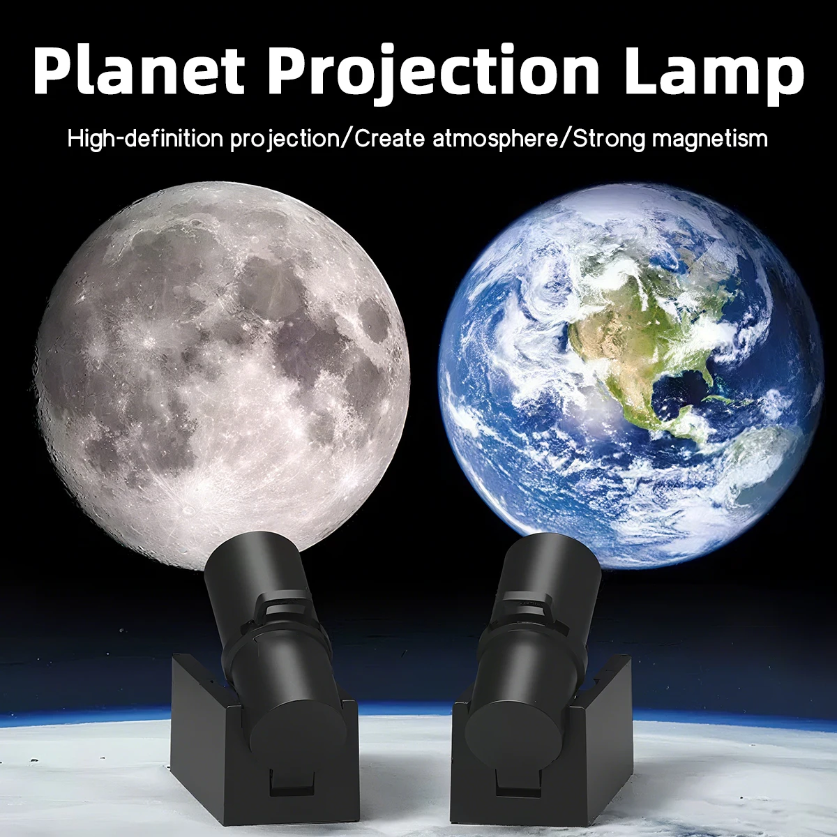 LED Rechargeable USB Night Light Moon Projection Atmosphere Lamp Wall Decoration Lamp for Bedroom Ideal Gift for Birthdays