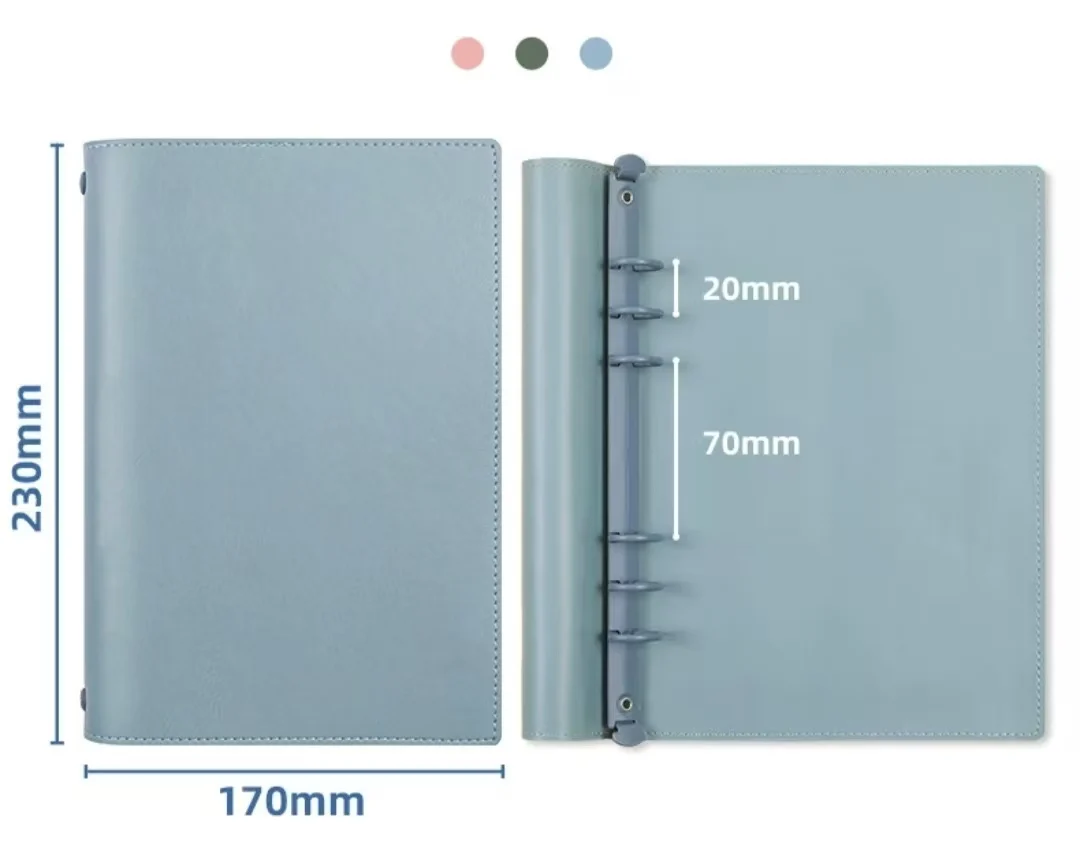 Neuer A5-Notizbuchordner aus weichem PU-Leder/Stoff, nachfüllbarer 6-runder Ringbuch-Einband für A5-Füllpapier, persönlicher Planerordner