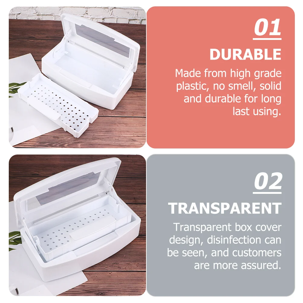 2 pezzi scatola sterilizzatrice detergente in plastica strumento per nail art organizzatore pinzette per salone di bellezza vassoio contenitore di stoccaggio durevole