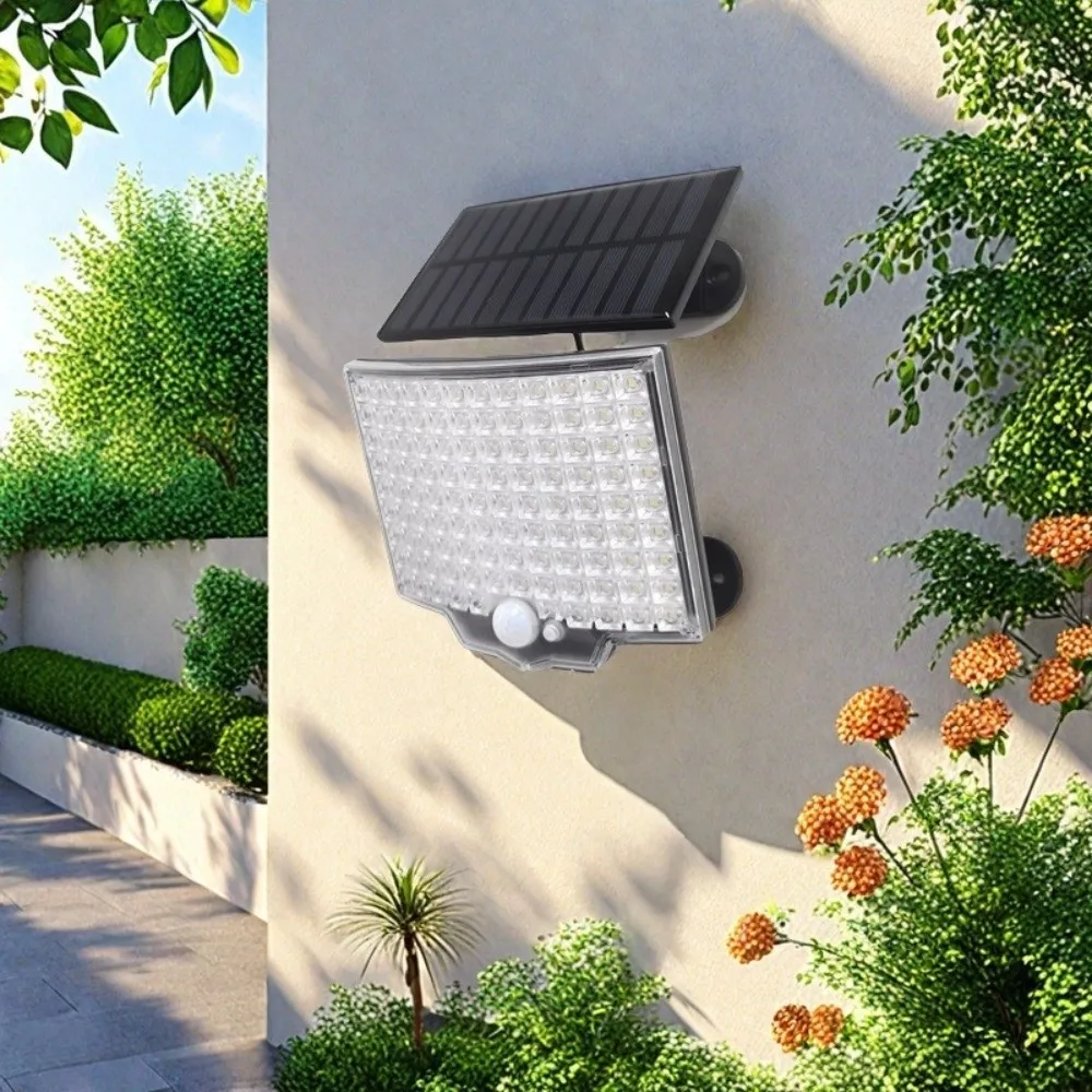 234LED ضوء خارجي يعمل بالطاقة الشمسية استشعار تلقائي 3 وضع LED لوحة ضوء التحكم عن بعد مقاوم للماء ليلة كشاف ضوء درب #1