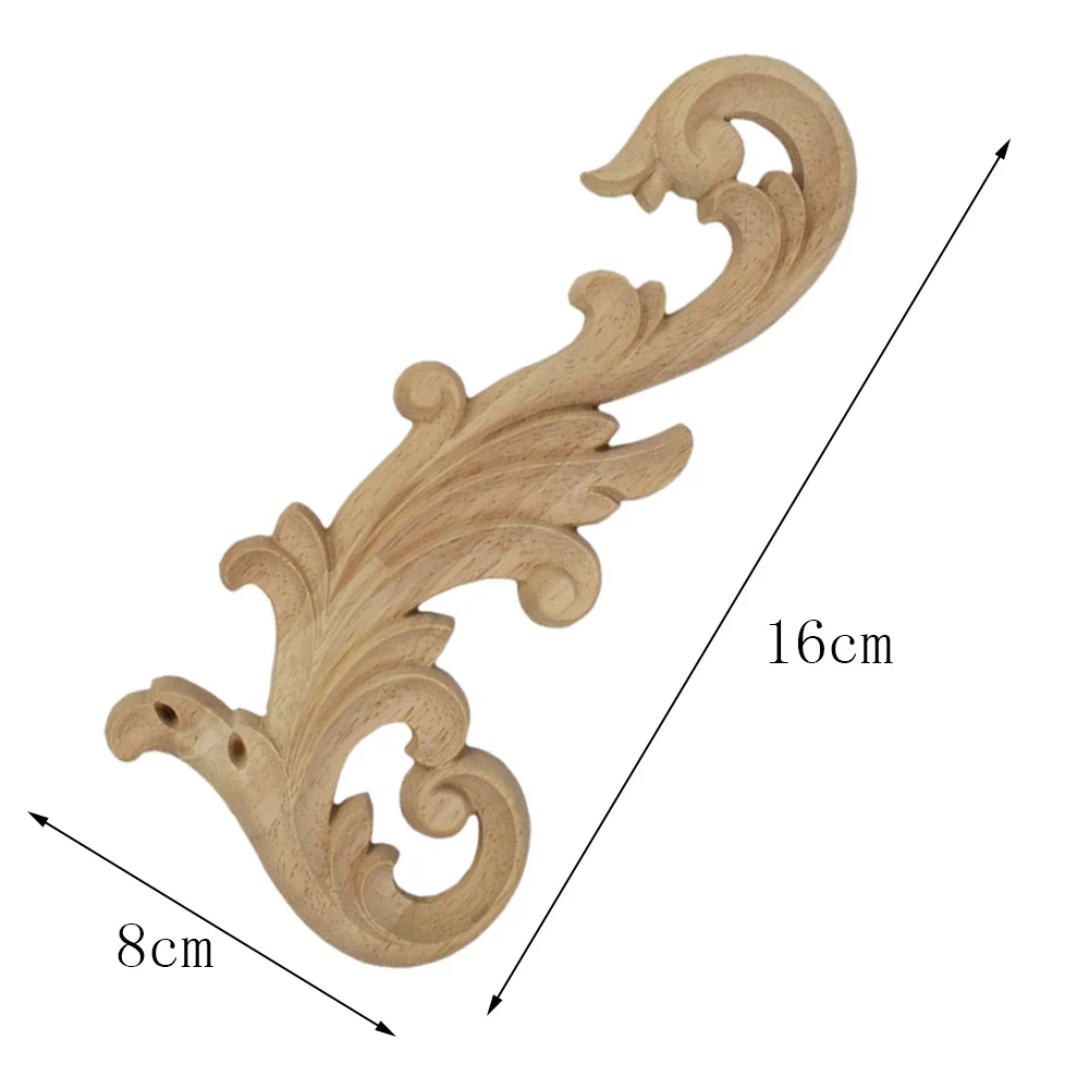 4PCS 16x8cm Woodcarving Decal Corner Applique Frame Door Decorate Wall Doors Furniture Decorative Figurines Wooden Miniatures