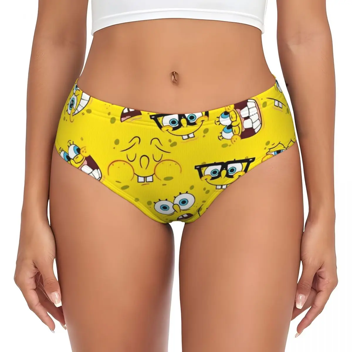 Women's SpongeBobed Anime Cartoon Briefs High Waisted Seamless Underwear Invisible Full Coverage Briefs Panties