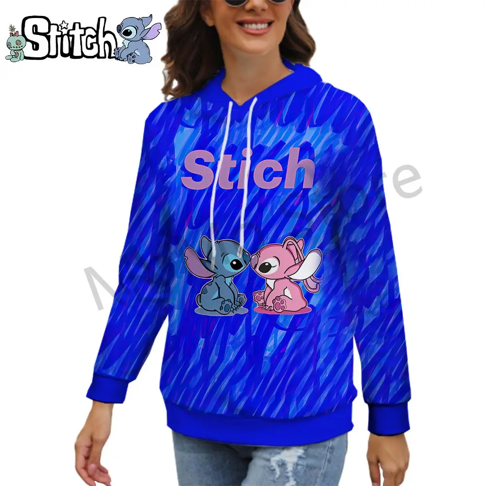 Women's Hoodies Lovely Disney Stitch Autumn Sweatshirts Winter Versatile High Quality 3D Print 2024 Ladies Fashion Men's S-3XL