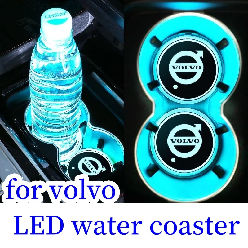 2pcs automobile interior center console LED water coaster multicolor atmosphere lamp is suitable for Volvo Car GM.