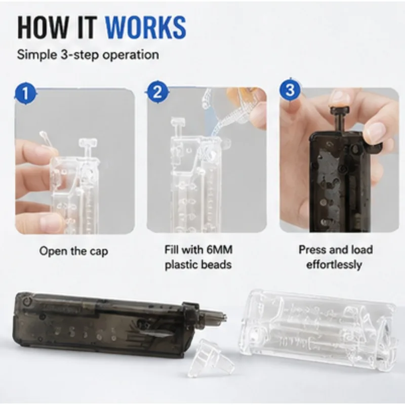 Portable Press 6MM Mechanical Loader Plastic Bead Refill Tool Table‑top Model Decoration Accessories