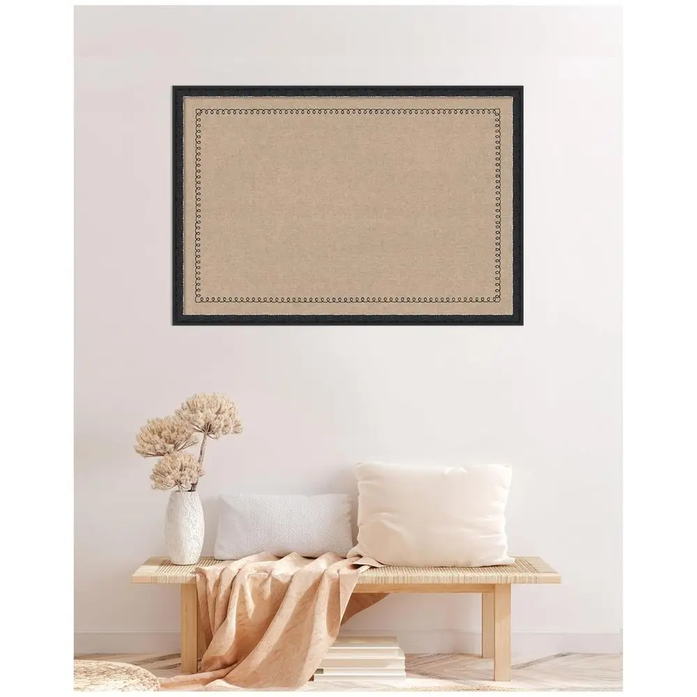 لوحة إبرية من الكتان الأسود، مقاس 38 × 26، لوحة إعلانات مؤطرة مزخرفة للوحة الرؤية وتنظيم الحائط