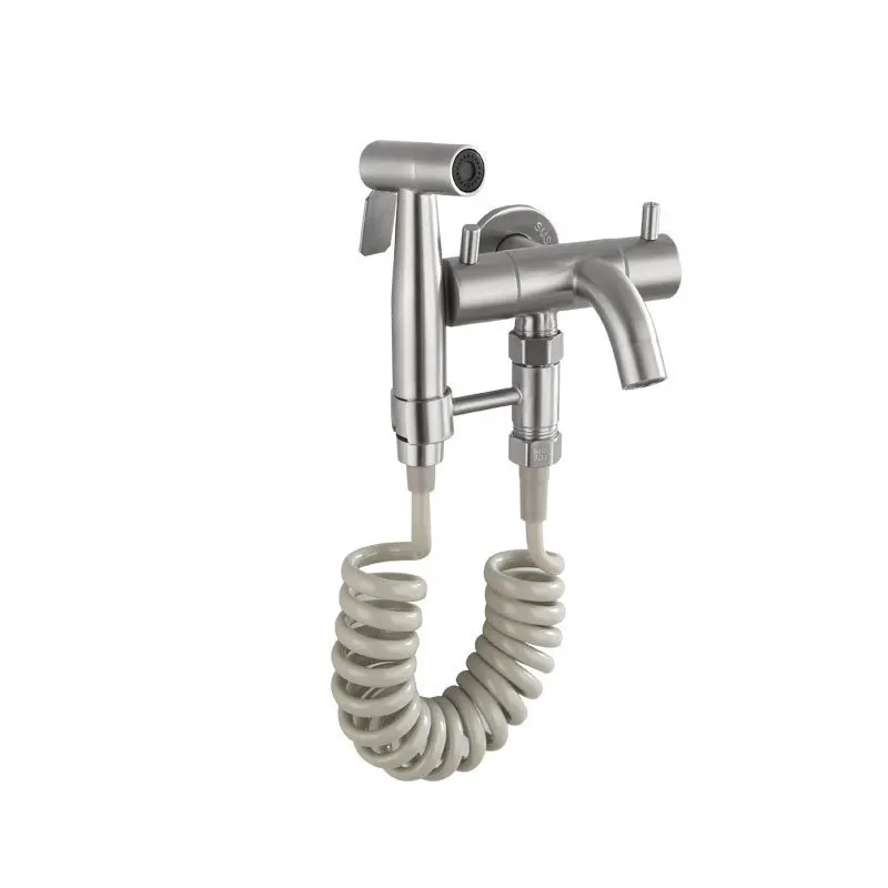 

304 Stainless Steel Balcony Booster Spray Gun Bathroom Multi-Function Shower Head Toilet Partner Bidet Set