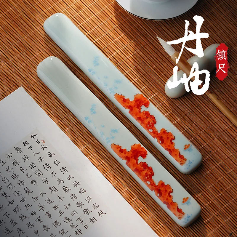 1 Pair Ceramic Paperweight for Calligraphy, Solid Chinese Painting Weight, Beginner Brush Writing Tool for Desk Use