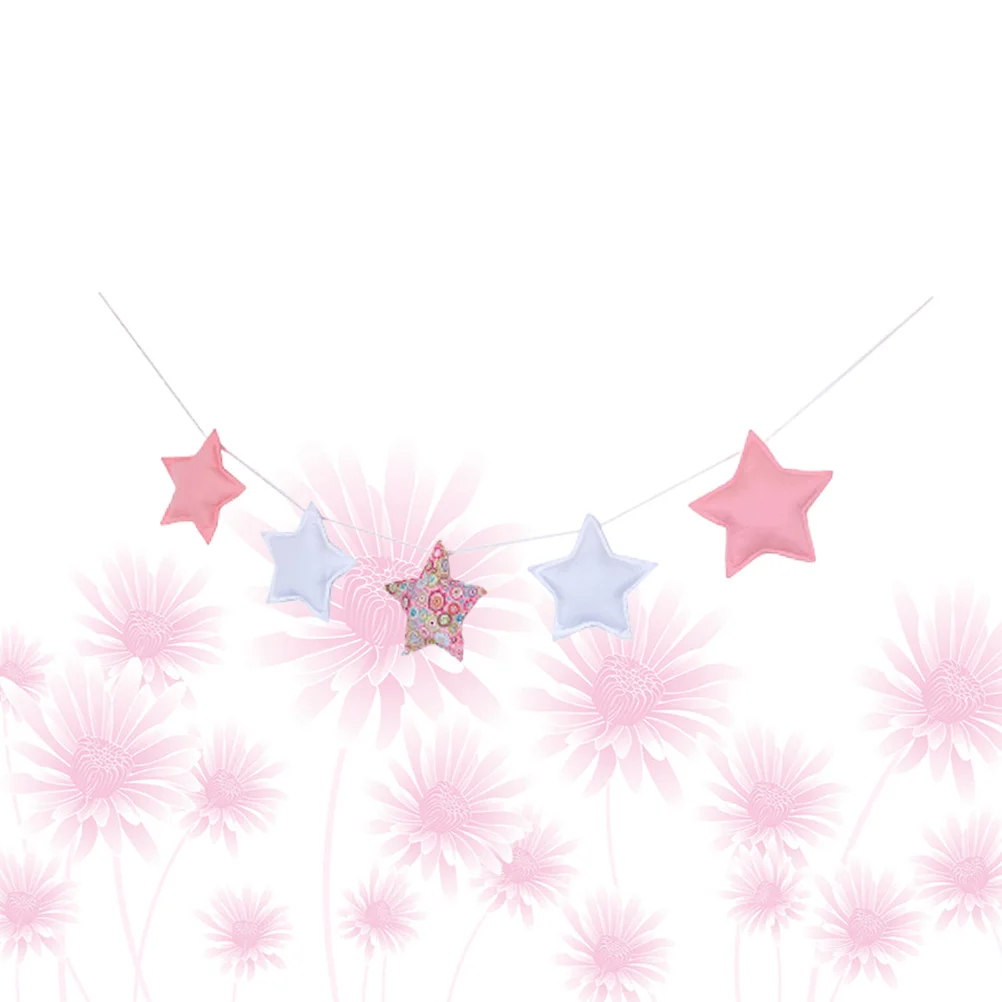 

Star Hanging String Pink and White Fabric Decor for Crib Wall Room Decoration Star Garland Photography Props