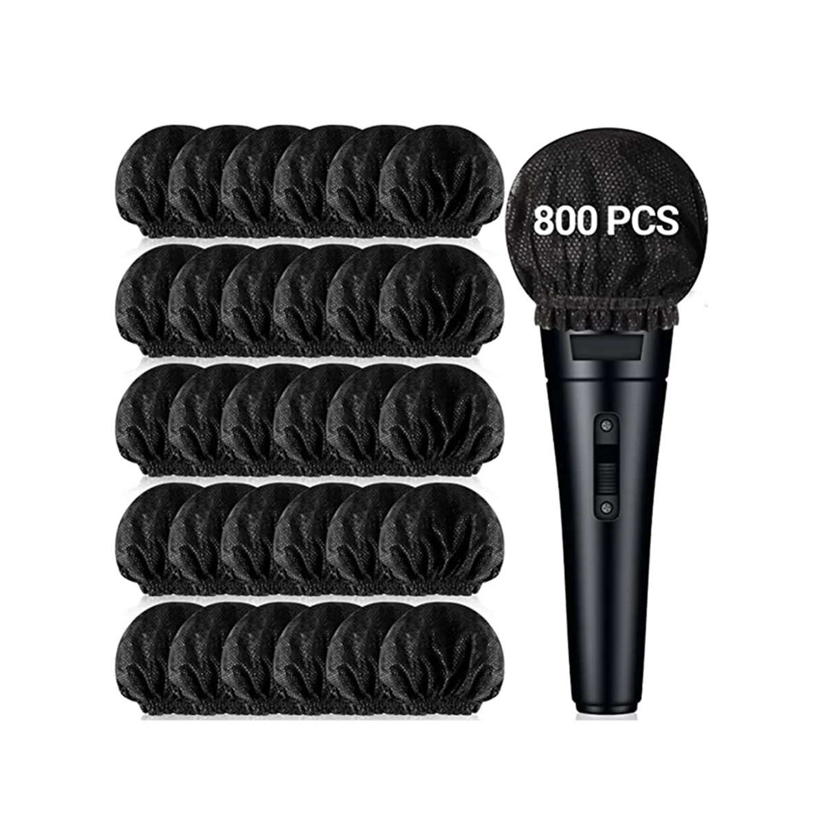 800PCS Disposable Microphone Covers Non-Woven Handheld Microphone Windshields with Elastic Bands Individually