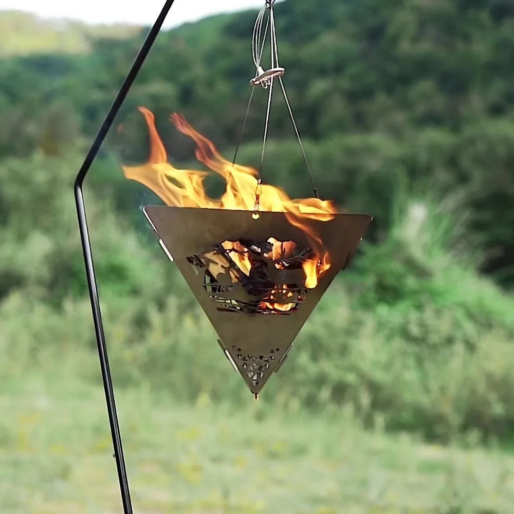 Outdoor Camping Barbecue Grill Hanger, Picnic Wood Burning Stove, Convenient Charcoal Stove