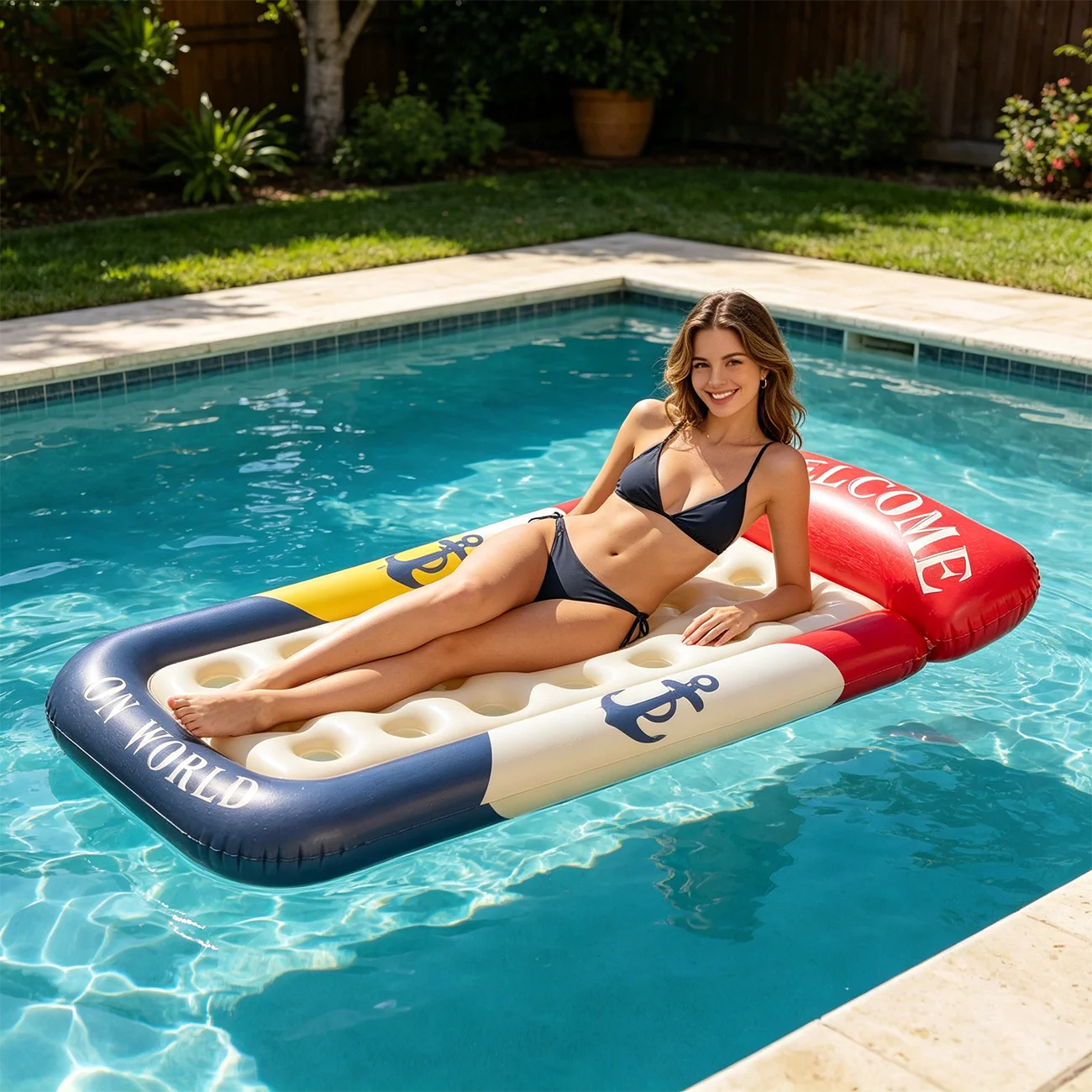 1PC Inflatable Pool Loungers; Floating Sun Loungers Suitable for Use in Swimming Pools, Lakes and on Beaches