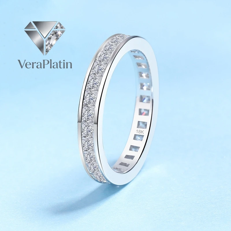 

Кольцо VeraPlatin Girl на День святого Валентина из белого золота 18 карат, подарок на день рождения, с муассанитом 2.32 карата, женское обручальное кольцо из платины PT950 C