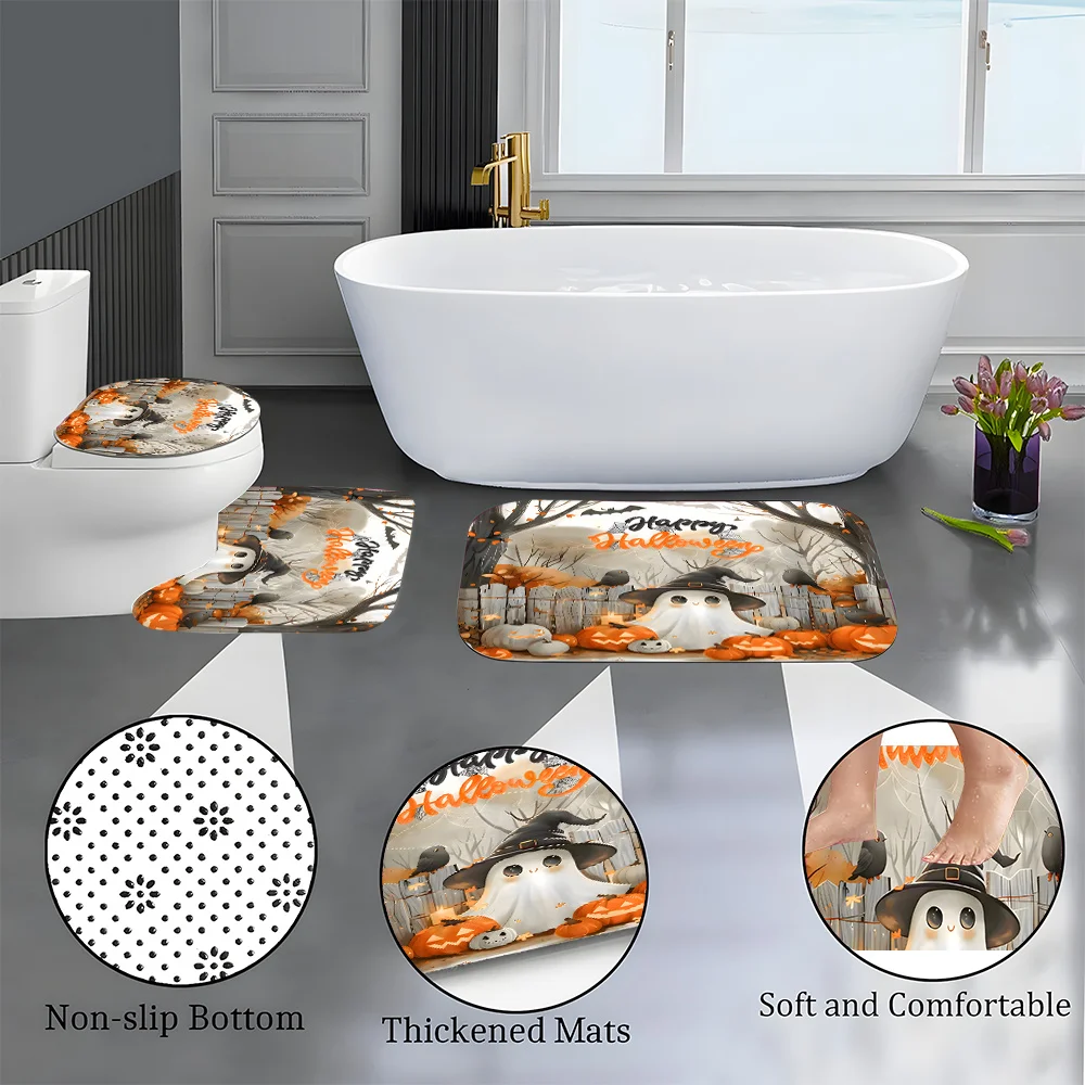 1/4 قطعة ديكور الهالوين K-Kawaii لطيف شبح نمط دش الستار ديكور الحمام هالوين الديكور ستارة دش داخلية #6