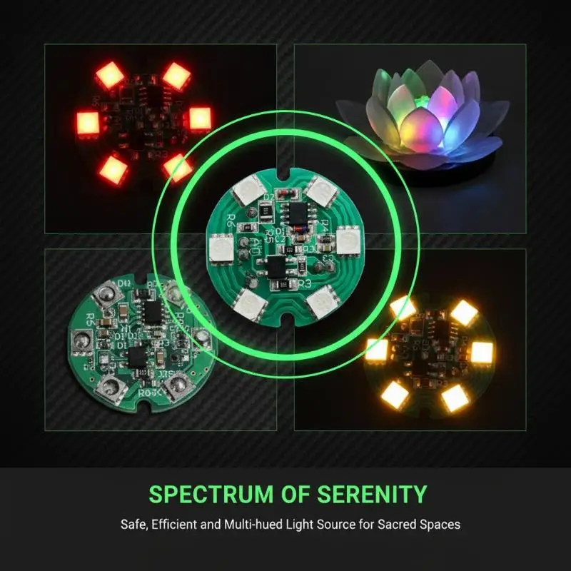 6 Beads 220V LED Lotus Night Light Color Changing Decorative Lamp for Bedroom Meditation Spa Use