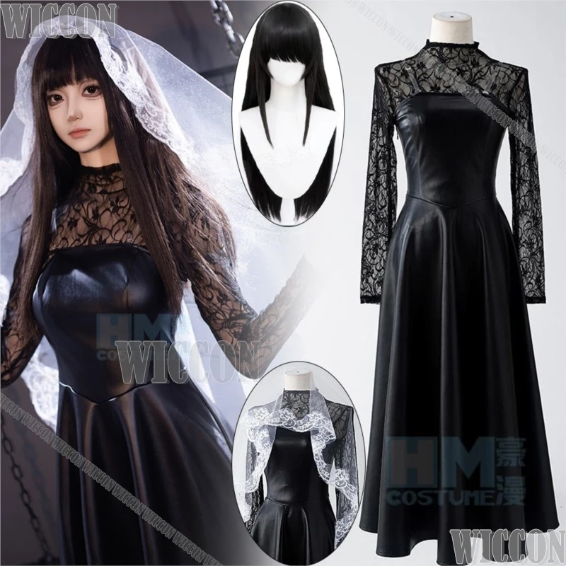 Anime Sakamoto Days Ms. Osaragi Costume Cosplay Parrucca Abito nero Abito in pelle Velo bianco Donne sexy Ragazza Halloween Personalizzato