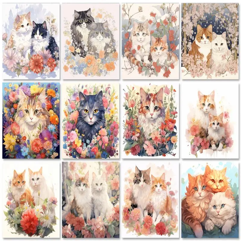 

RUOPOTY Diy Painting By Numbers With Frame Cartoon Cat Acrylic Paint On Canvas Illustration Picture By Numbers For Adults Diy Gi