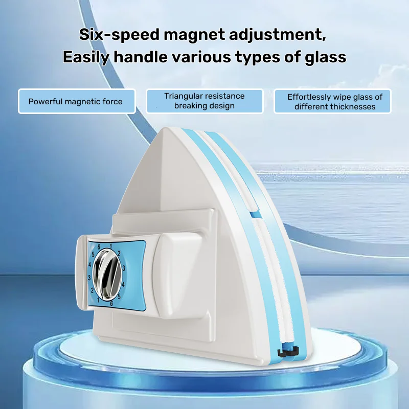 Window Cleaner Brush New Magnetic Double-Side Automatic Water Discharge Wiper Glass Window Brush Cleaning Household Tools Blue