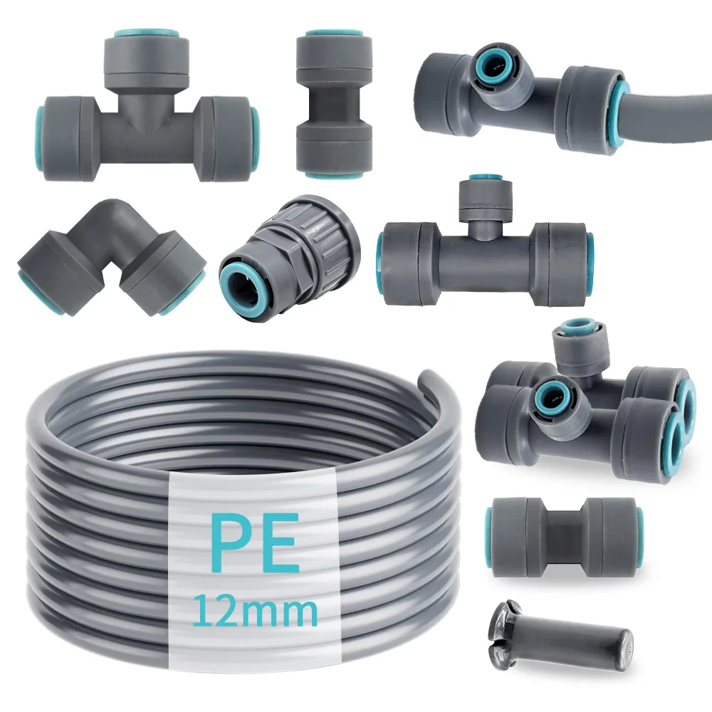 Raccords en T, coudes droits, adaptateurs de réparation de tuyaux, connecteurs d'irrigation pour tuyaux PE OD-12mm, joints de tuyauterie d'arrosage, système d'irrigation goutte-à-goutte de jardin