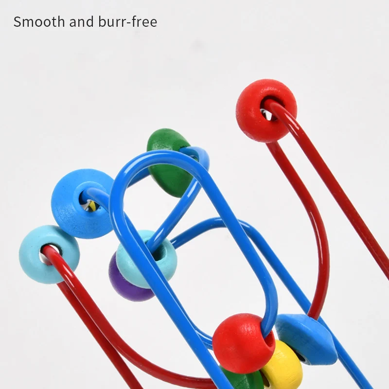 Baby Montessori Educational Math Toy Kids Circles Bead Wire Maze Roller Coaster for Children Montessori Wooden Toys Wood Puzzles