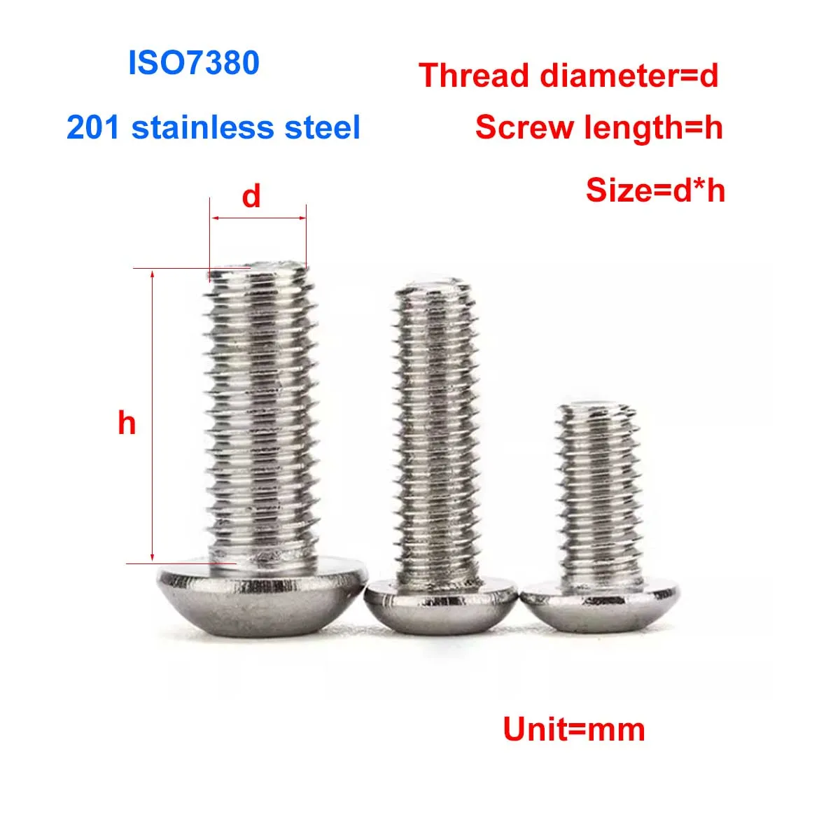 

201 Stainless Steel Half Round Head Hex Screw Mushroom Head Bolt M3M4M5M6