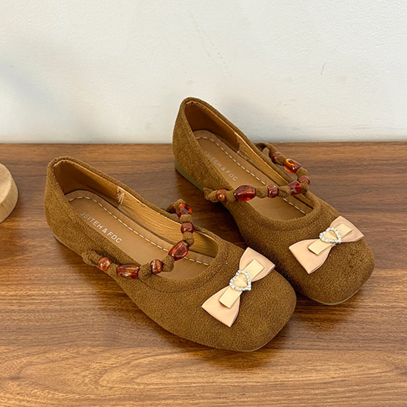 القوس النساء ماري جين أحذية الشقق مطرز أحذية خفيفة بدون كعب حذاء رياضي امرأة 2025 الخريف فستان ضحل غير رسمي المشي Zapatos Mujer #3