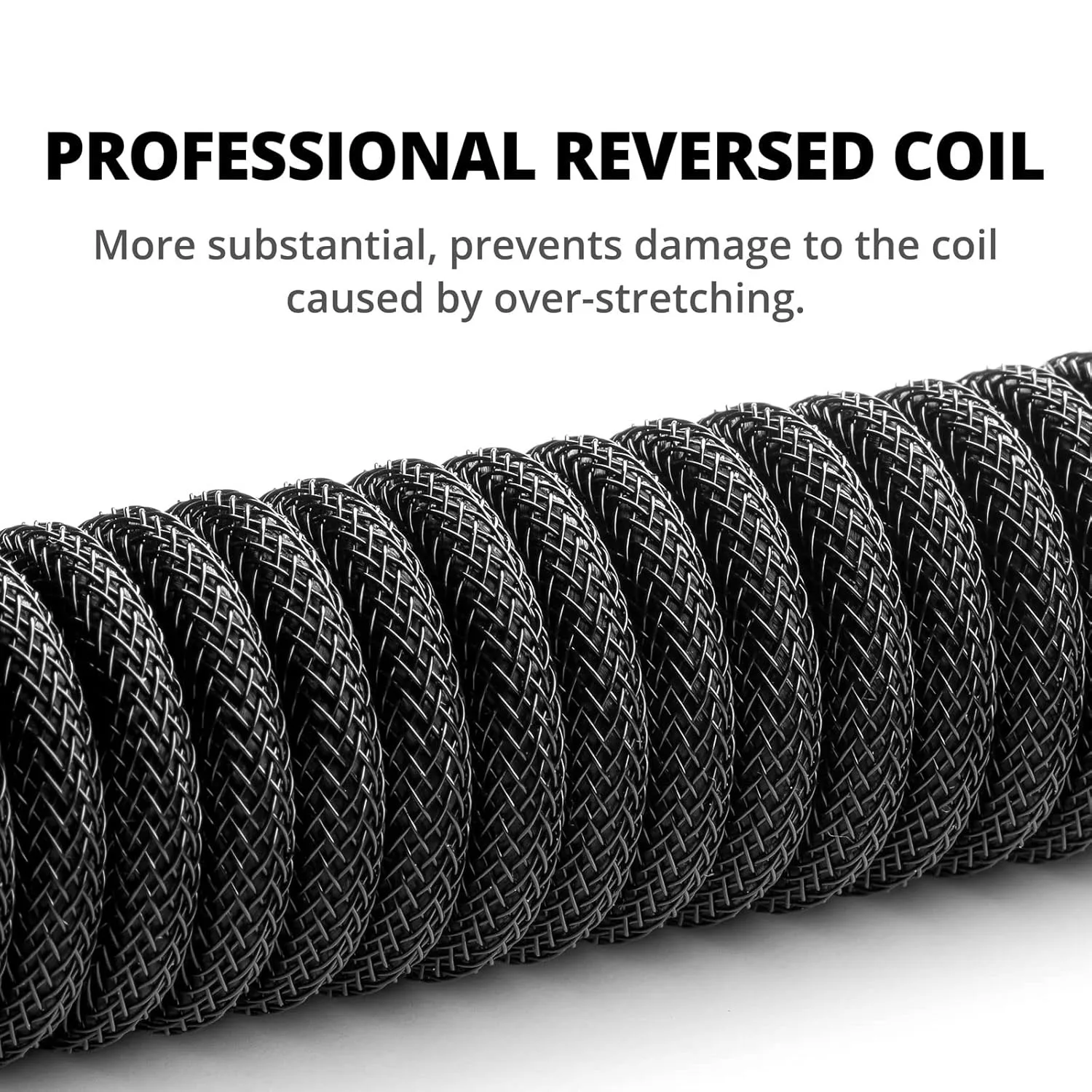 Coiled USB-C Cable, Detachable Metal Aviator, 1.5M Double-Sleeved Braided, USB-A to USB-C Cord for Mechanical Gaming Keyboard