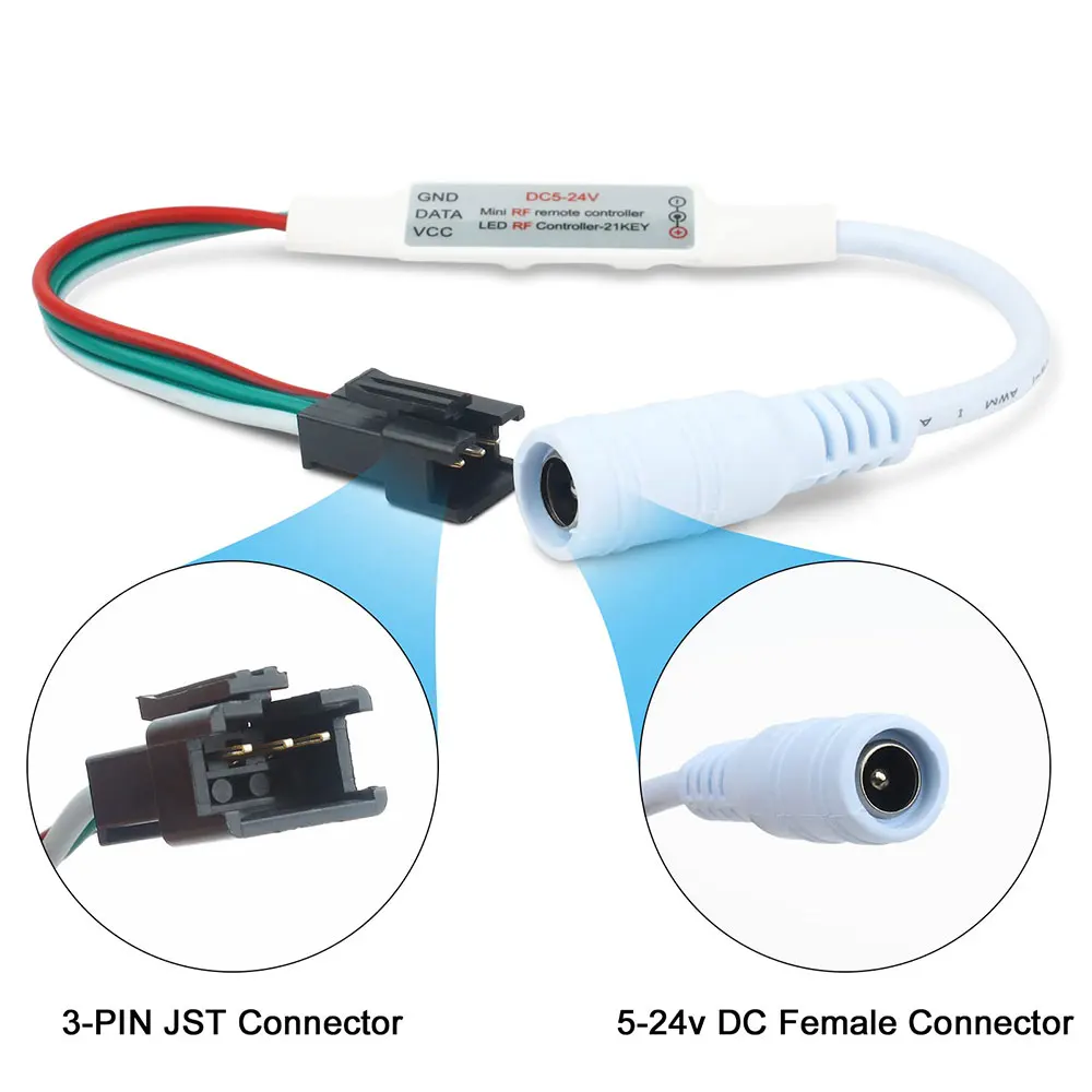 WS2812B WS2811 RGB Controller WS2812 พิกเซล LED Light Strip DC/USB MINI 21 คีย์ RF รีโมทคอนโทรล Controller 3PIN 5 V-24 V