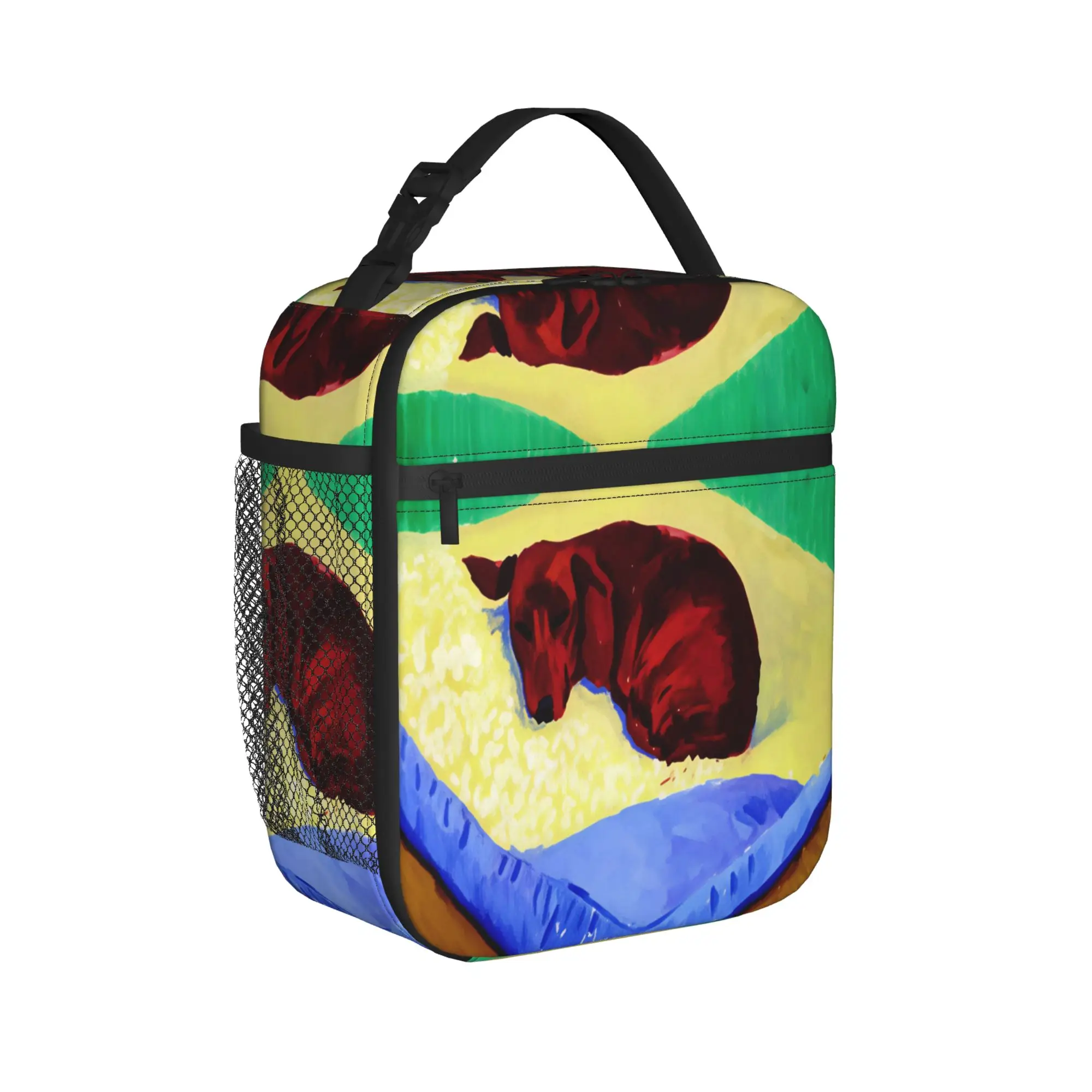 David Hockney 1995 Original Gallery Dog Poster Lunch Bag  Retro Lunch Box For Child Picnic Portable Cooler Bag  Tote Handbags