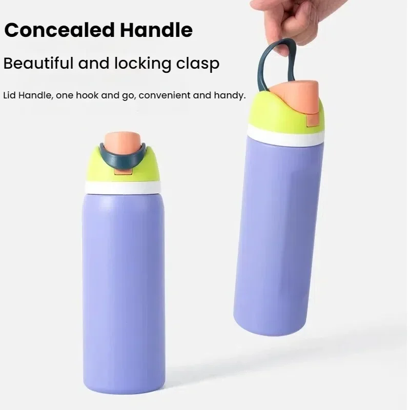 

304 Stainless Steel Vacuum Insulated Sports Water Bottle with Straw & Handle - BPA-Free Thermal Mug for Hot/Cold Drinks, Outdoor
