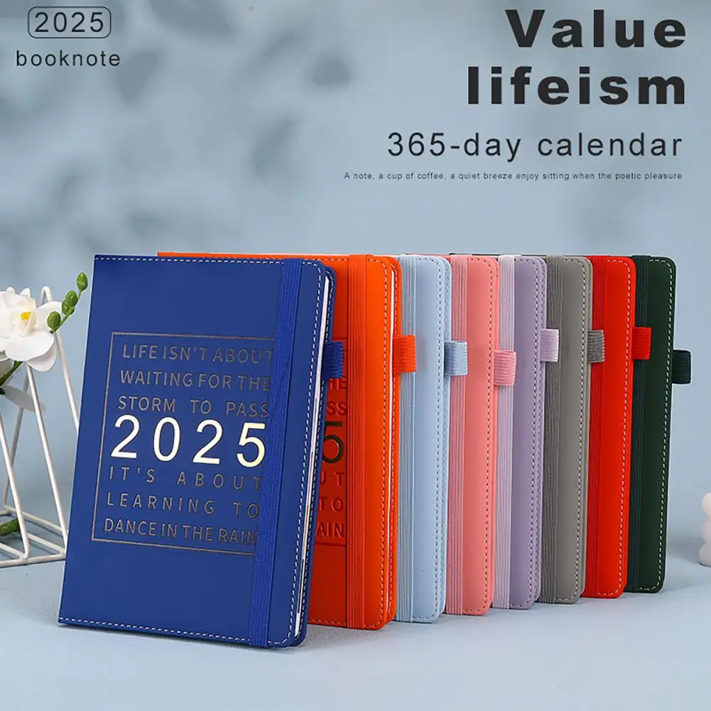 2025 Weekly Planner Notebook Monthly Faux Leather Hardcover Inspirational Quotes Monthly Overview Elastic Closure A5 Planner