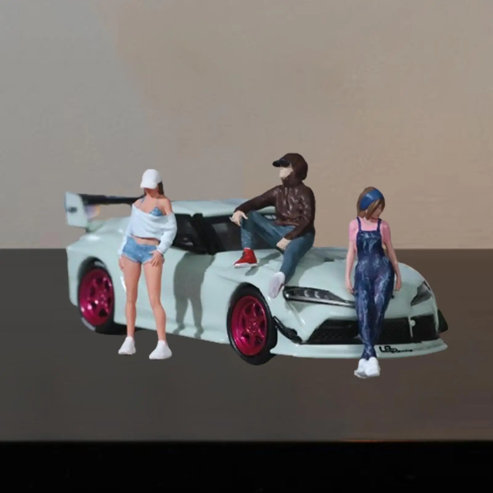 

3 Pieces 1:64 Hand Painted People Figures Long Legged Girl Crafts Diorama