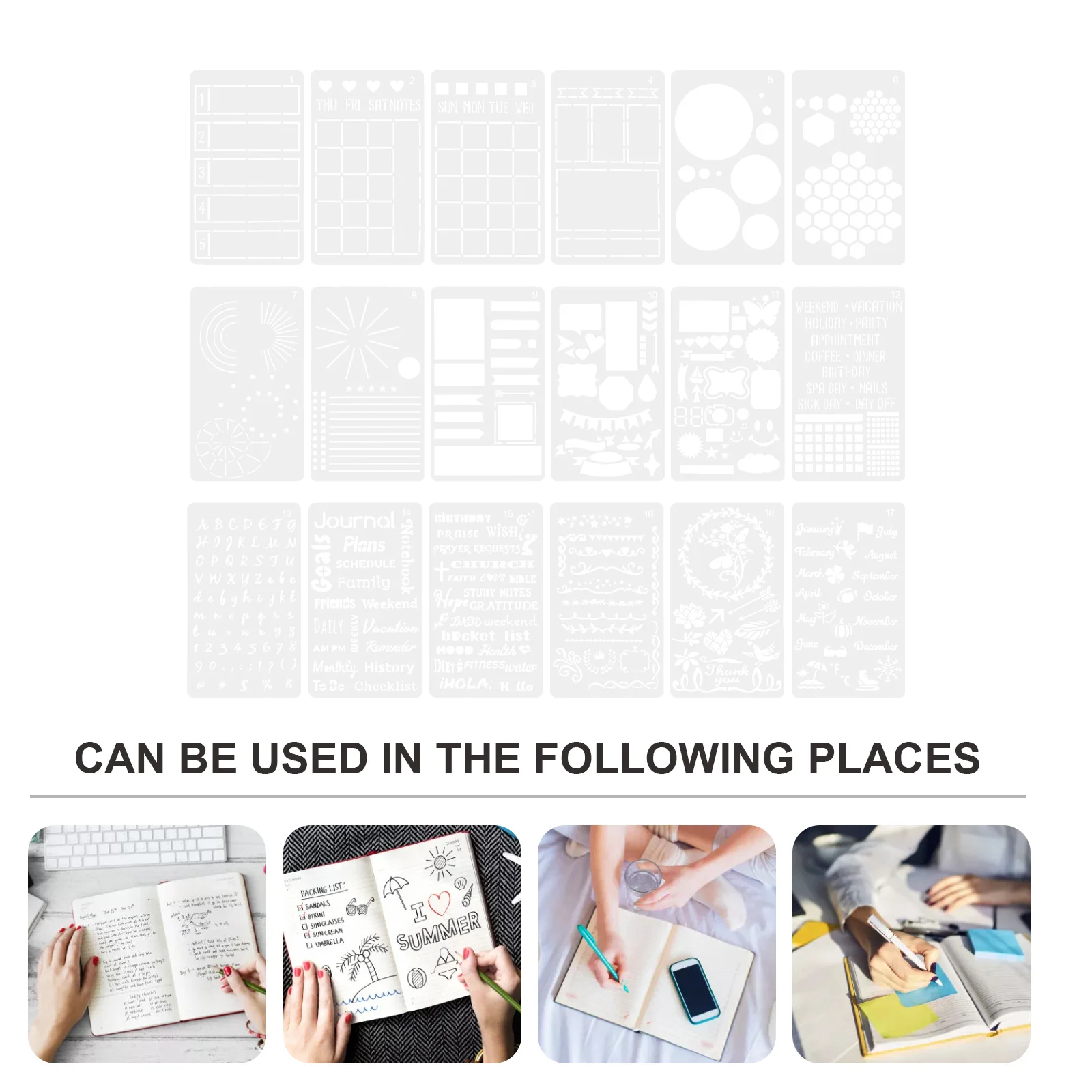 

Diy Journal Stencils Reusable Painting Templates For Scrapbooking Planner Organization Dot Grid Layouts Adults Art