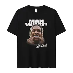 Rapper Lil Durk Portrait Graphic T Shirt Men's Hip Hop Vintage Style T-shirt Unisex Gothic Oversized Cotton T Shirts Streetwear