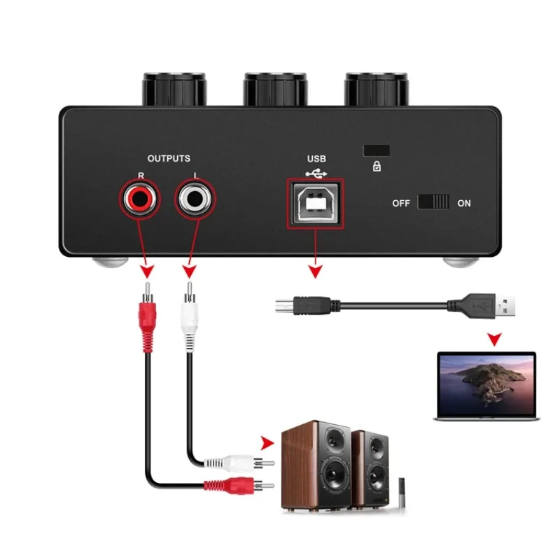 2026 USB Audio Interface 16 Bit /48 KHz True Stereo Sound Card 1x XLR/TRS 1x 1/4