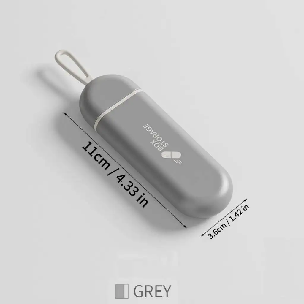 Portable Pill Box with Silicone Seal, Moisture Proof Small Pill Container with Hanging Loop