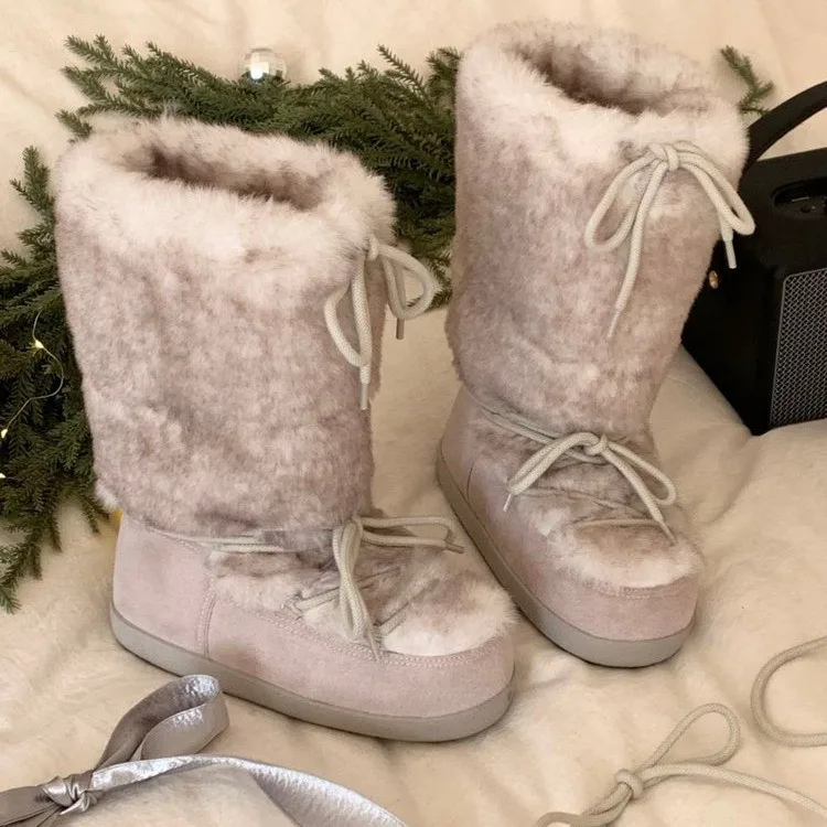 Women's Winter Plush Anti Slip Snow Boots, Casual Thick Plush Short Boots, Synthetic Leather Cotton Boots, Warm and Fashionable view 5