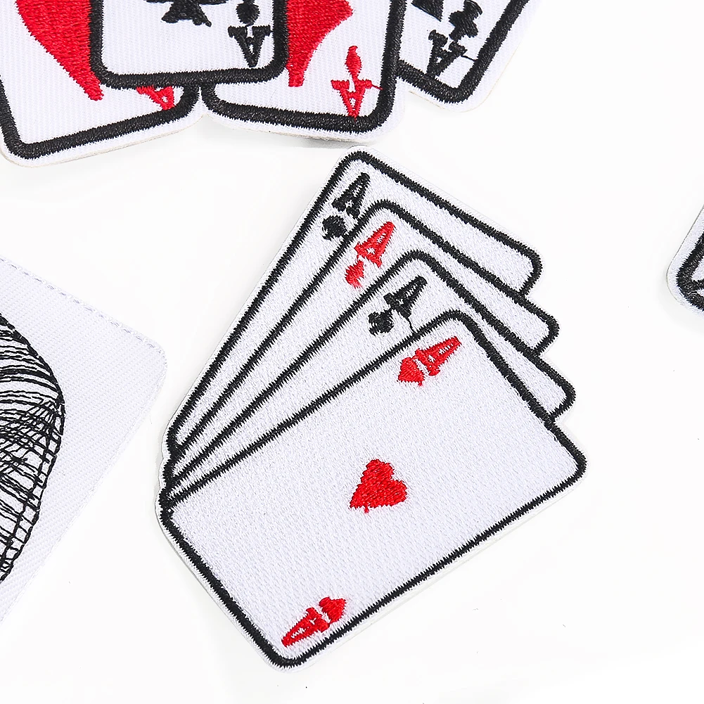 2PCS Personality Poker Patch Custom Iron on Transfers for Clothing Pharaoh Dice DIY Apparel Sewing Supplies Decoration Stickers