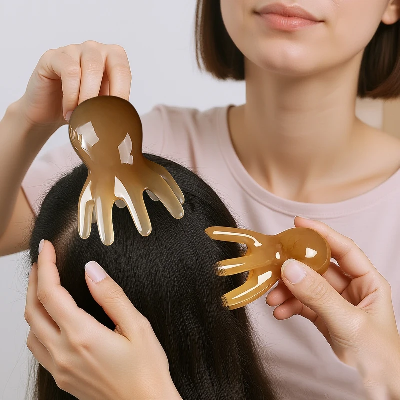 

2Pcs Resin Octopus Comb Head Massager Meridian Scraping Scalp Massage Acupuncture Spa Body Home Health Therapy Tool